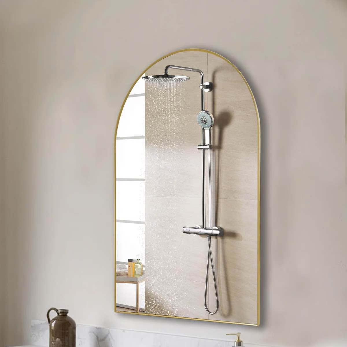 Mikira Arched Medicine Cabinet with Mirror,Surface or Recess Mounted Farmhouse Bathroom cabinets with 20 ×30 inch Bathroom Vanity Mirror