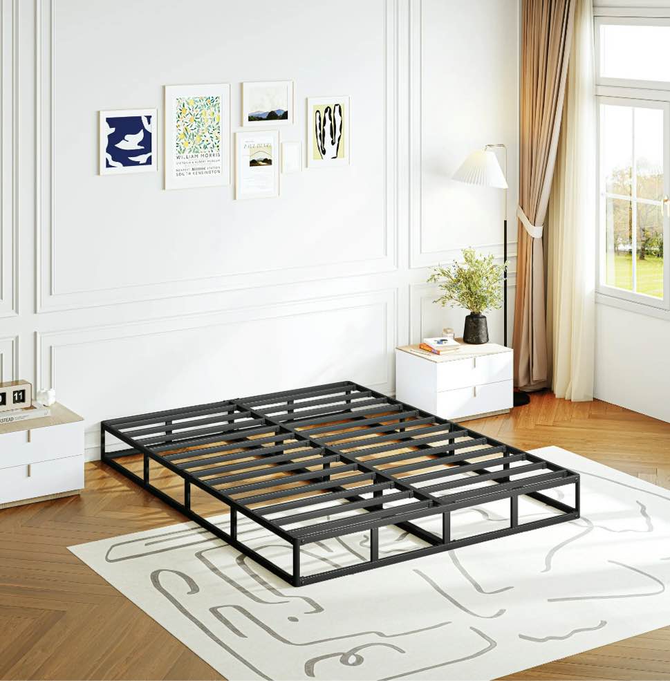 ULIESC Queen Box Spring, 7 Inch Queen Size Box Spring Only, Metal Box Spring Queen with Fabric Cover, Sturdy Mattress Foundation, Noise Free, Non-Slip, Easy Assembly