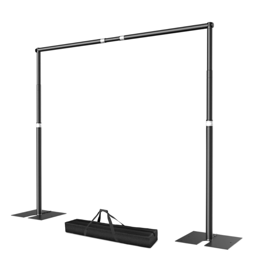 EMART 8.5x10ft Heavy-Duty Adjustable Pipe & Drape Stand Kit with Steel Base – Professional Backdrop Frame for Photography, Weddings, Events (Black)