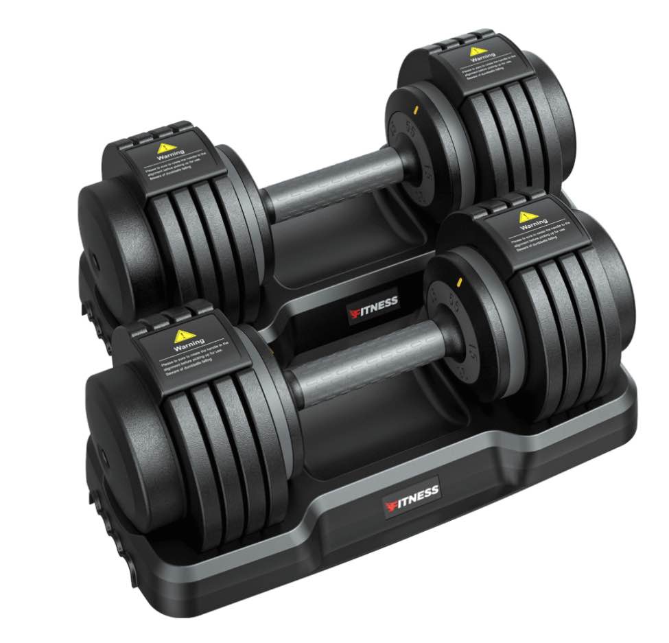 gikpal 110(55lb*2) 5 in 1 adjustable dumbbell 55lb set of 2 adjustable free weights plates , 1 sec fast change weights with anti-slip handle, 5 weight options for full body workout suitable men/women