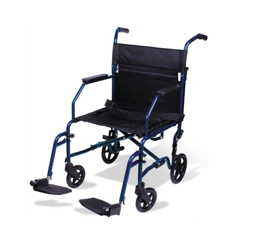 Carex Transport Wheelchair With 19 inch Seat - Folding Transport Chair with Foot Rests - Foldable Wheel Chair and Lightweight Folding Wheelchair for Storage and Travel