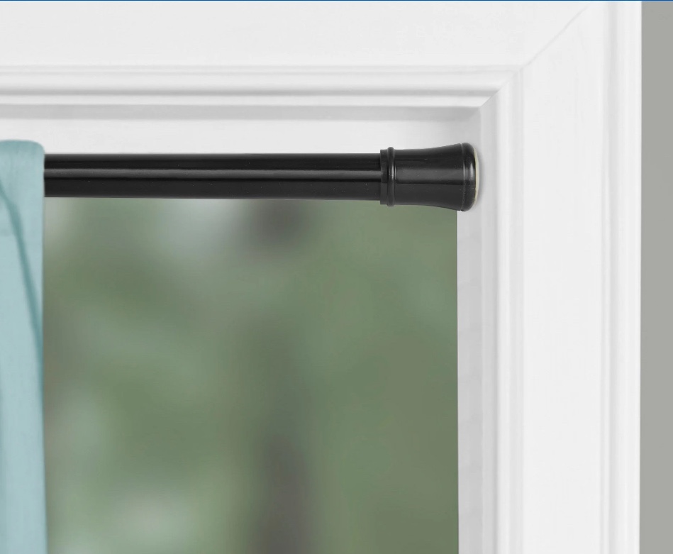 mainstays 1  black adjustable tension window curtain rod  48-84   black