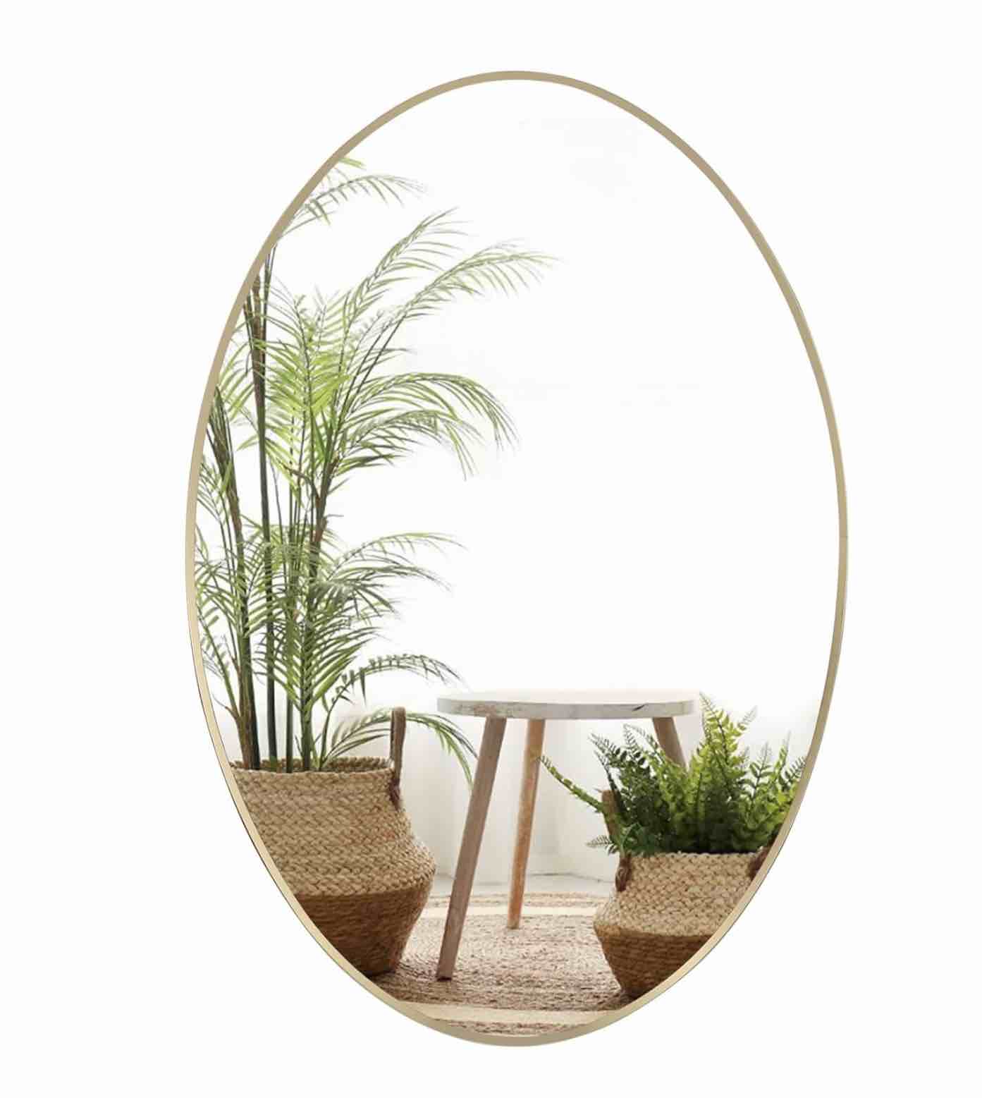 Black Oval Mirror for Bathroom, 20x28 Inch Oval Bathroom Mirror with Brushed Metal Frame, Wall Mounted Decorative Vanity Mirror for Bathroom, Living Room, Entryway 20"L x 28"W Gold 