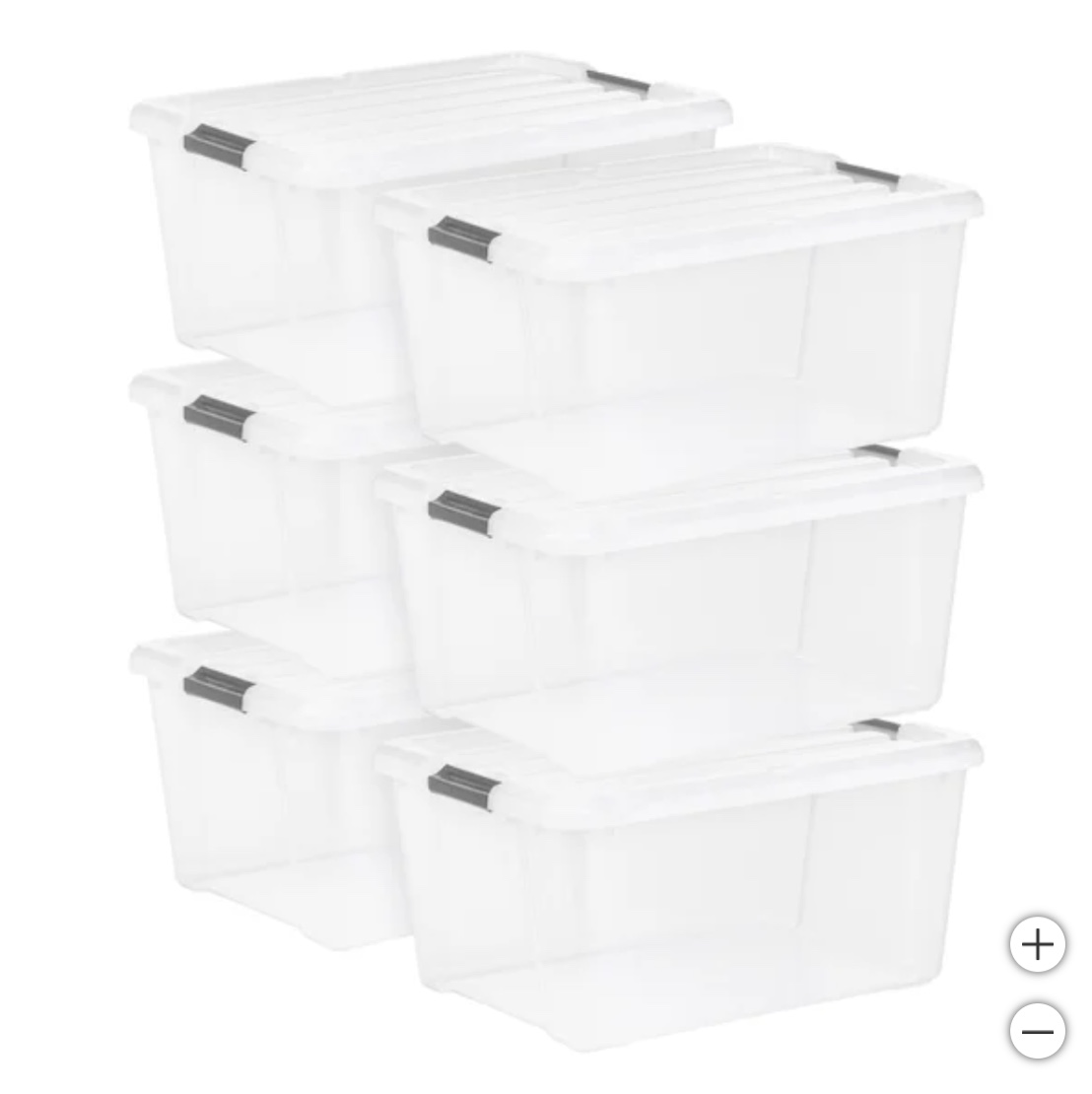 IRIS 45QT Clear Storage Bin with Buckles, 6-pack