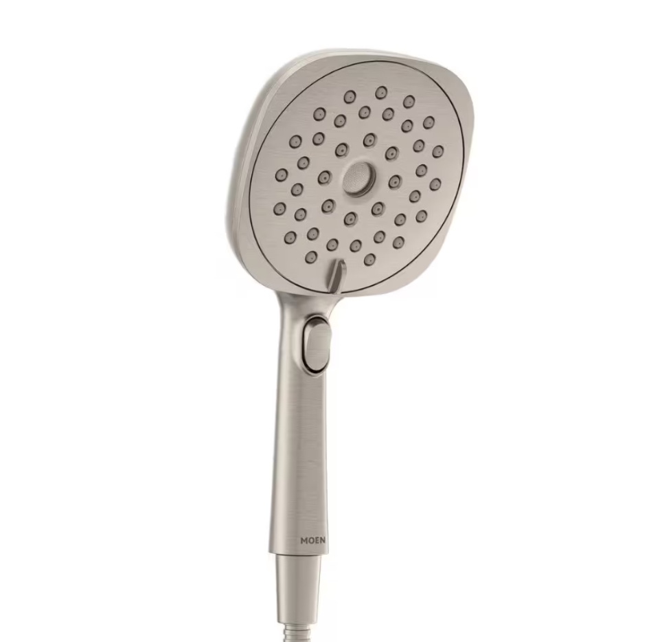 Verso Square Magnetix 8-Spray Patterns Wall Mount Handheld Shower Head with 1.75 GPM 5 in. in Spot Resist Brushed Nickel