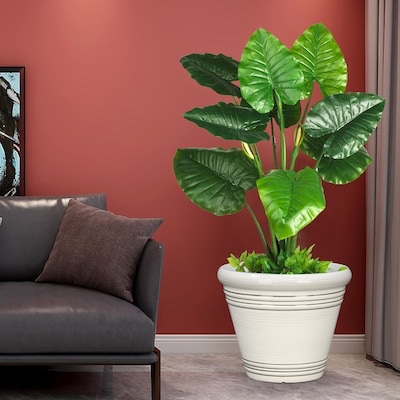 Style Selections Round 20.35-in W x 20.35-in L White Recycled plastic Indoor/Outdoor Planter-see description 