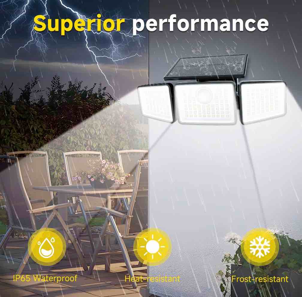 Kapwan Solar Lights Outdoor waterproof 156LED 2500LM Solar Motion Sensor Security Lights Solar Flood Lighting 3 Modes for Yard Garage Patio