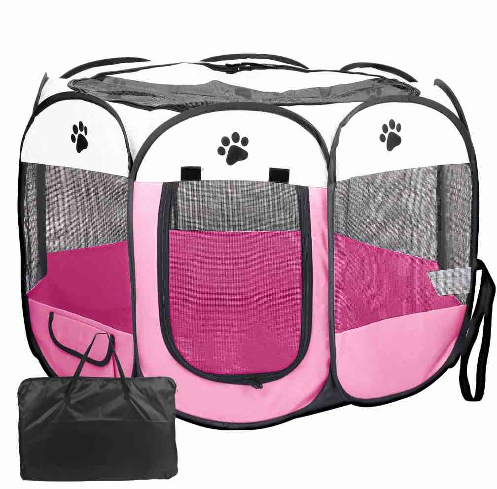 Oxford Large Foldable Pet Playpen-45'' Dia,Portable Indoor/Outdoor Enclosed Cat Tent with Zipper Top & Door -Dog,Cat,Rabbit