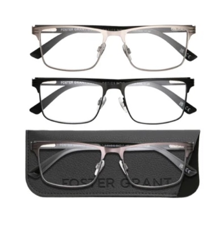 design optics by foster grant #668 metal square reading glasses, 3-pack