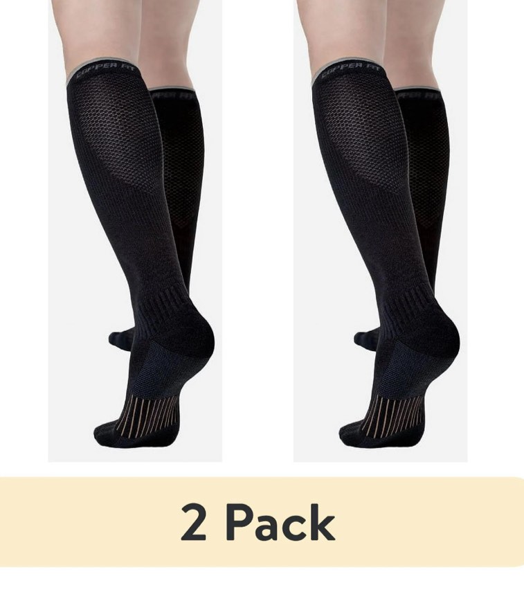 (2 pack) Copper Fit® Energy Compression Socks Easy-on/Easy-off Technology, Black,  size  M
