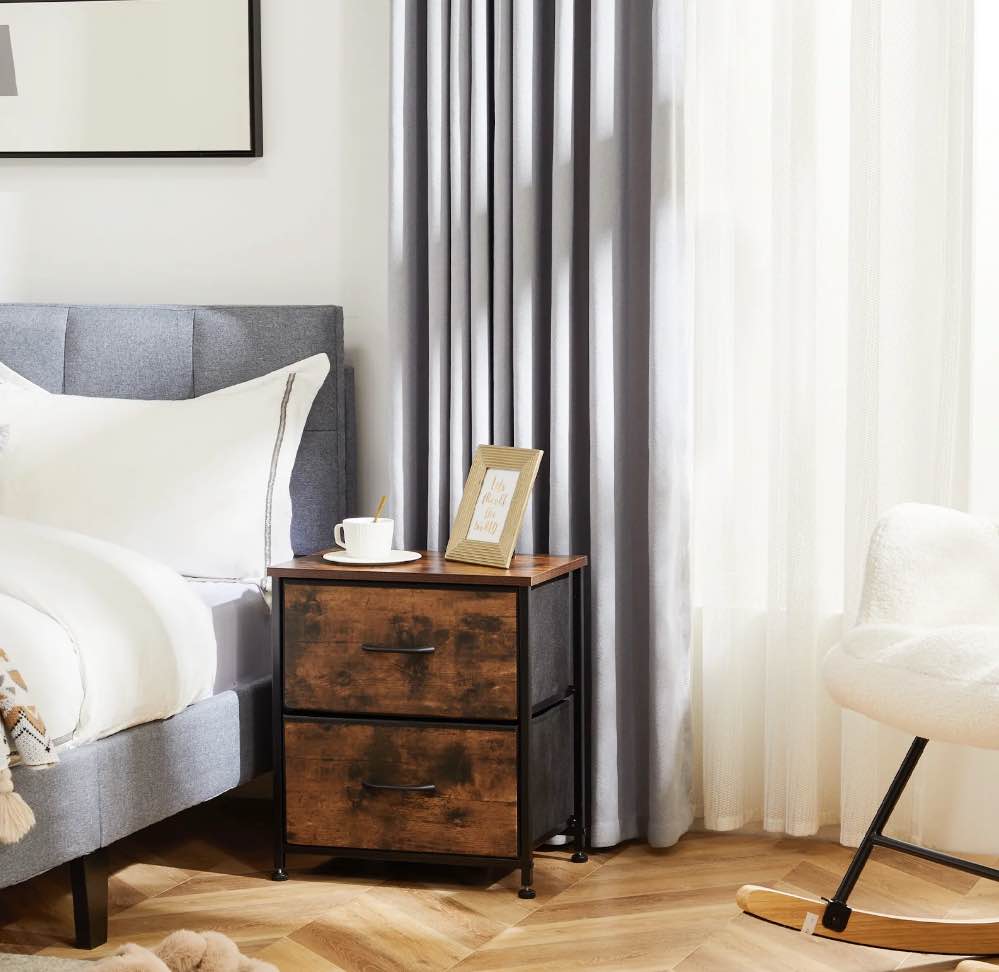 ZUNMOS Nightstand, Versatile Nightstand with 2 Drawers - Ideal for Bedroom, Living Room, Closet, Entryway, Rust Brown