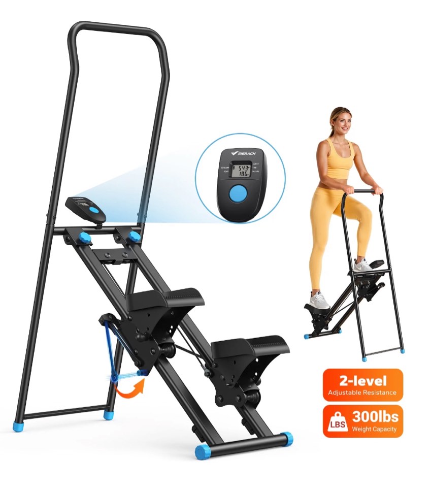 MERACH Stair Stepper for Home Compact Foldable Vertical Climber - Full-Body Workout Stepper, Home Gym Cardio Exercise Equipment