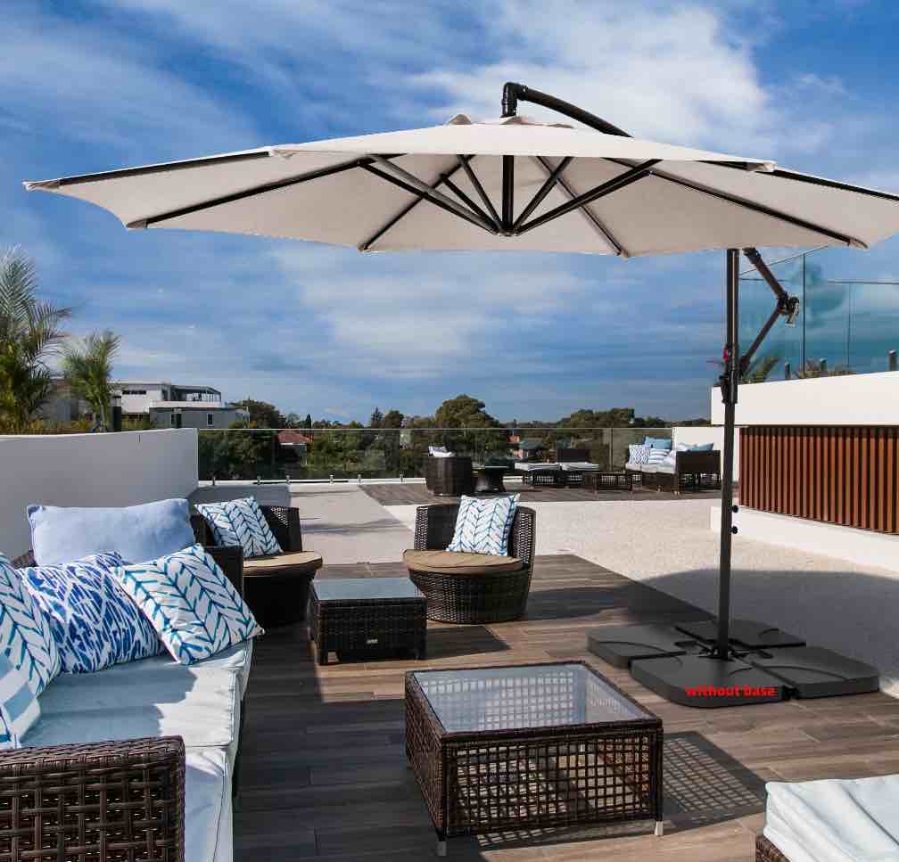 JUSTLET 10  Outdoor Hanging Offset Cantilever Umbrella for Patio(No Base)  Beige