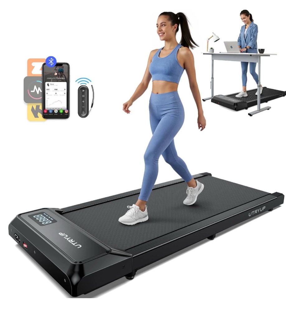 2.5 HP Walking Pad, Under Desk Exercise Treadmill with APP, Remote Control, LED Display, 1.0-4.0 MPH, Black
