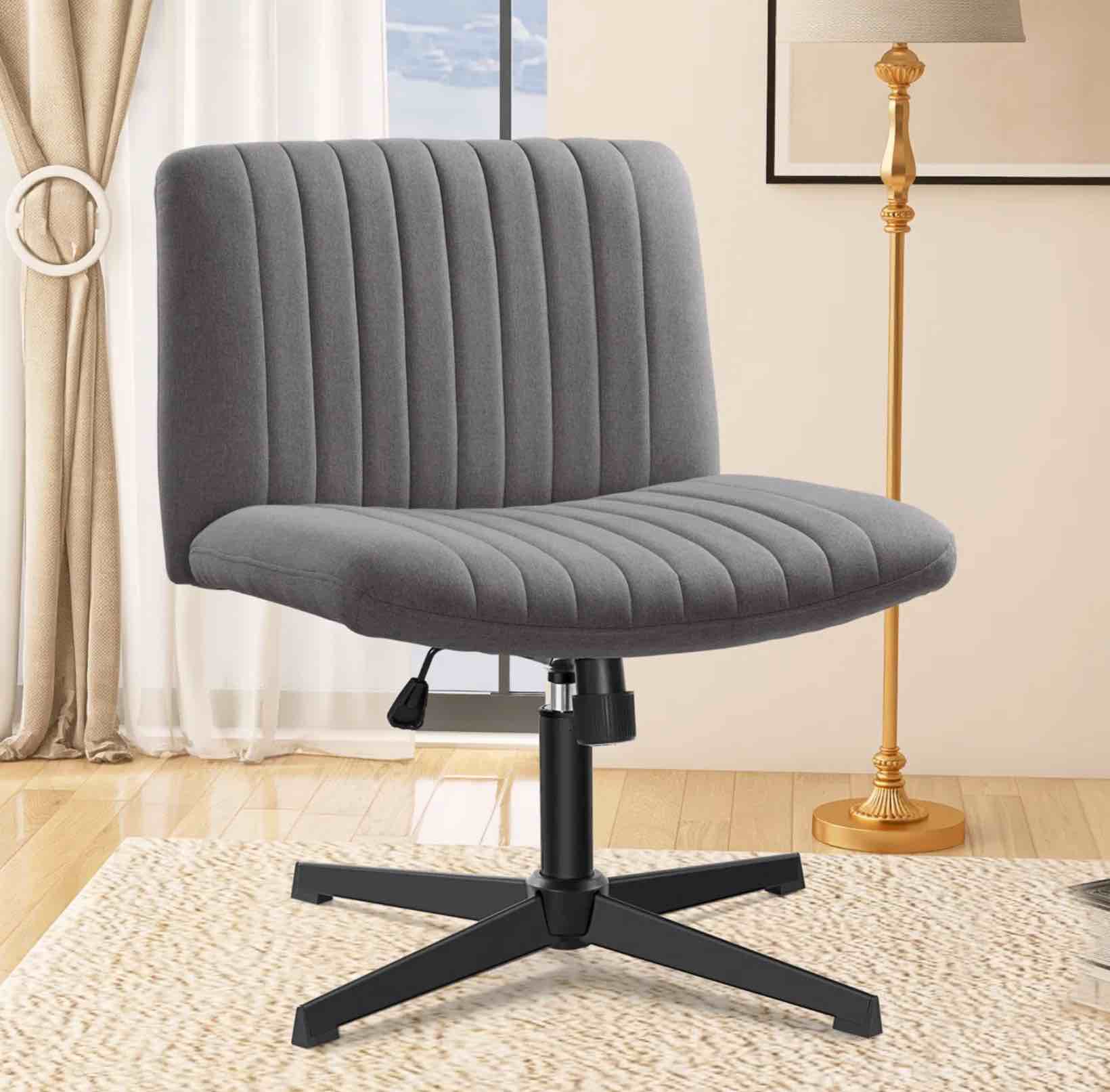 Huba Wide Seat Leisure Office Chair Cross Legs No Wheels