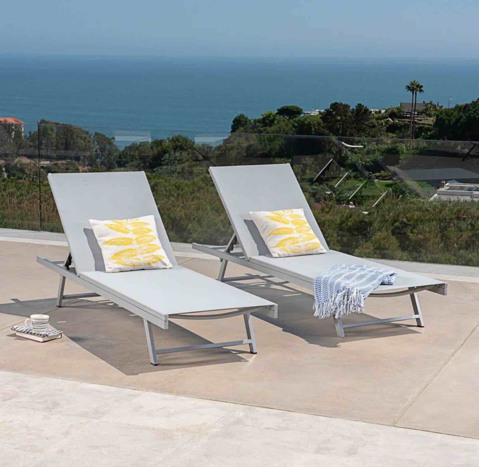 77.5" Long Reclining Chaise Lounge Set of 2 