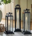 Tower Lantern Set of 3LED Tapered Candles, Gray Finish Remote Included