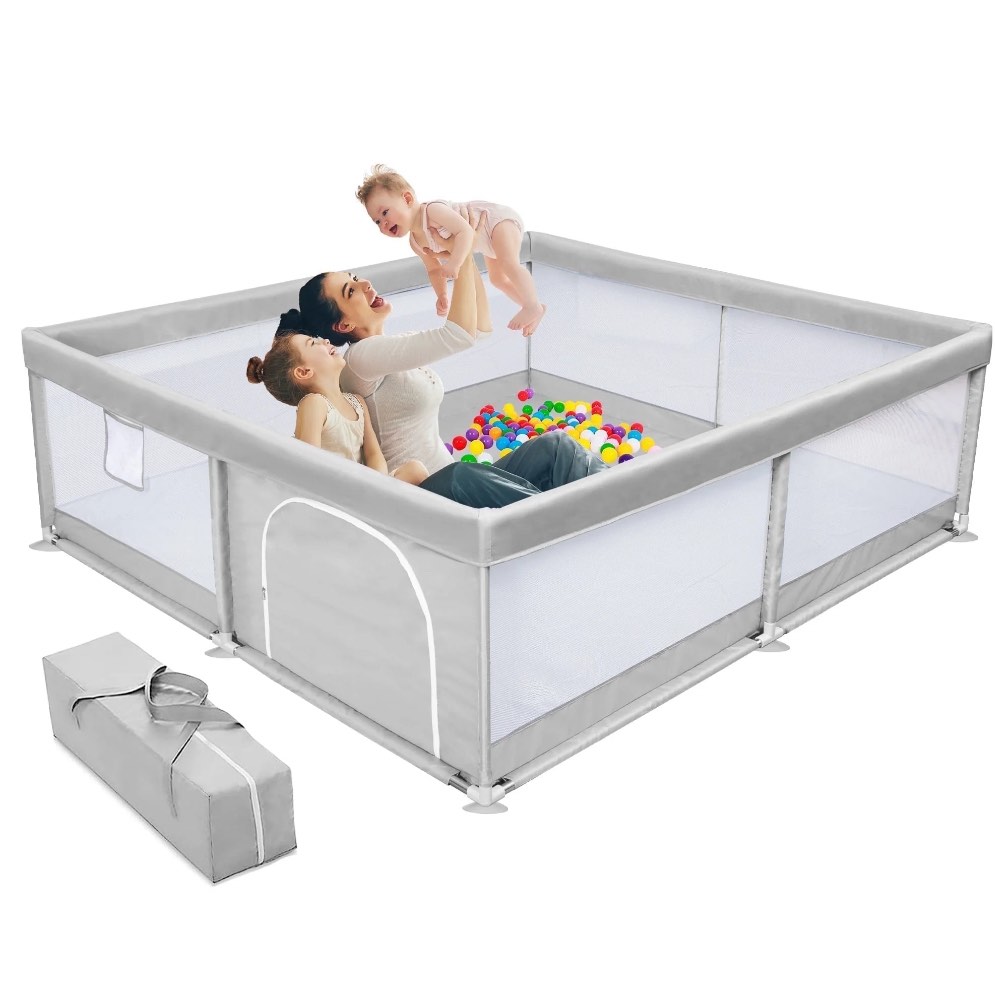 Babyeap Baby Playpen Large Play Yard Fence for Toddlers,50"x50" Gray