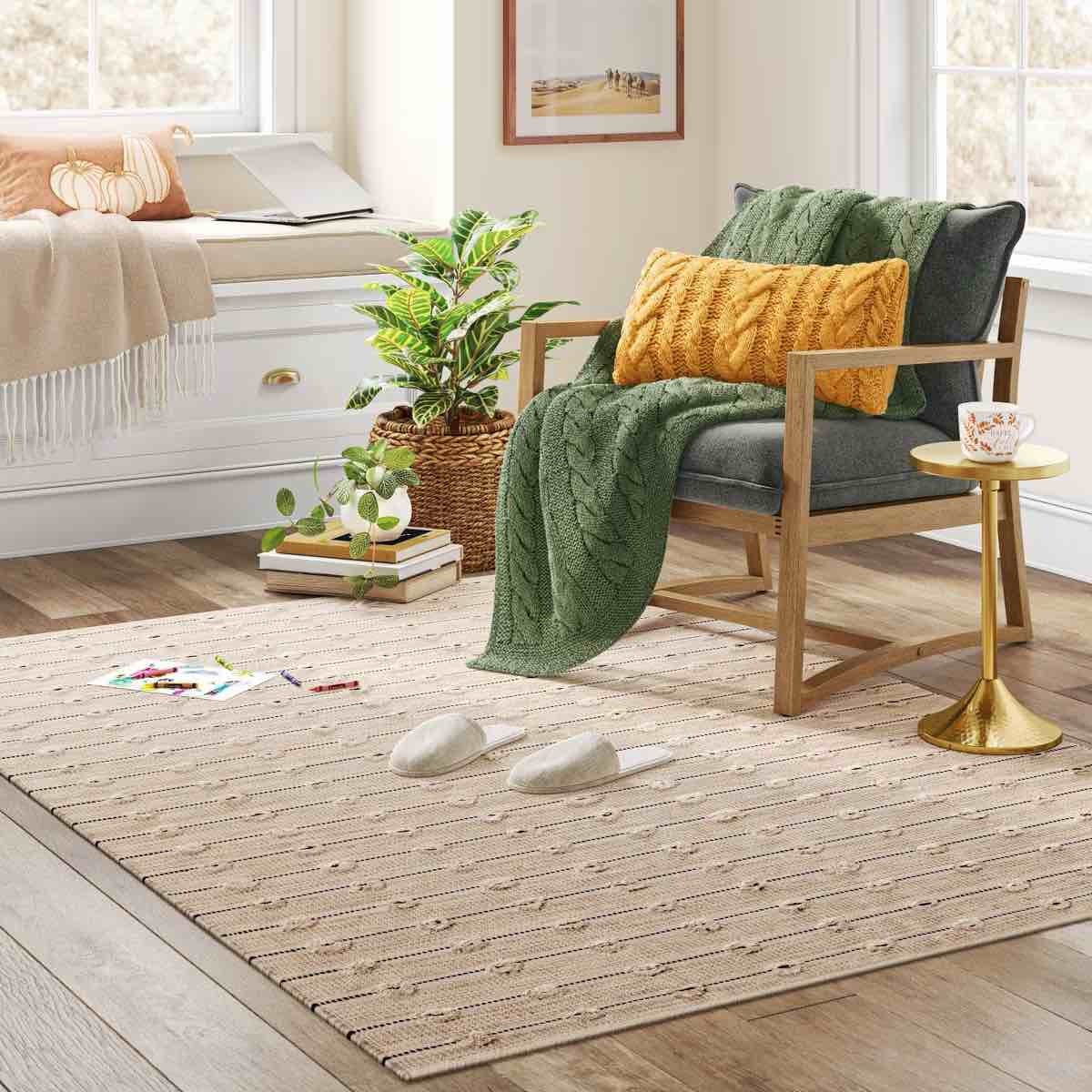 5'x7' Woven Striped Flatweave Rug Black/Cream - Threshold™