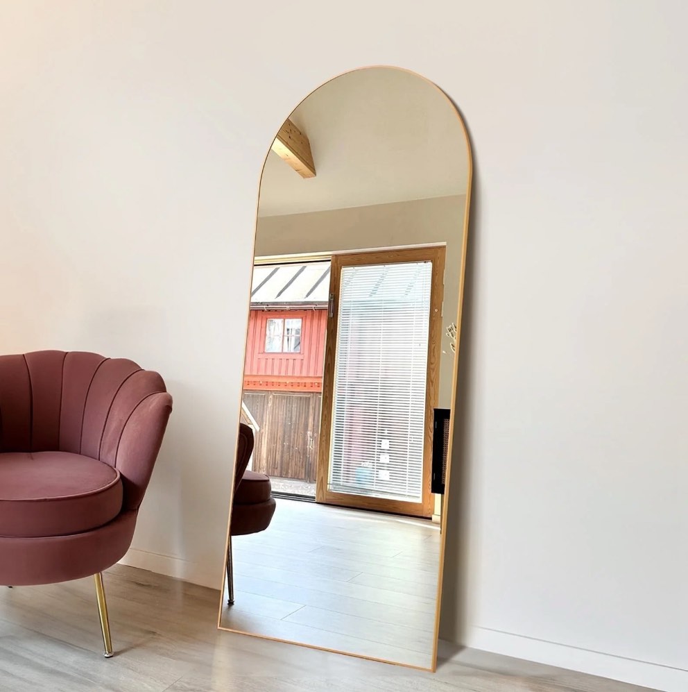 CONCETTA 71"x26" Arched Full Length Mirror, Full Body Standing Mirror Floor Mirrors, Gold