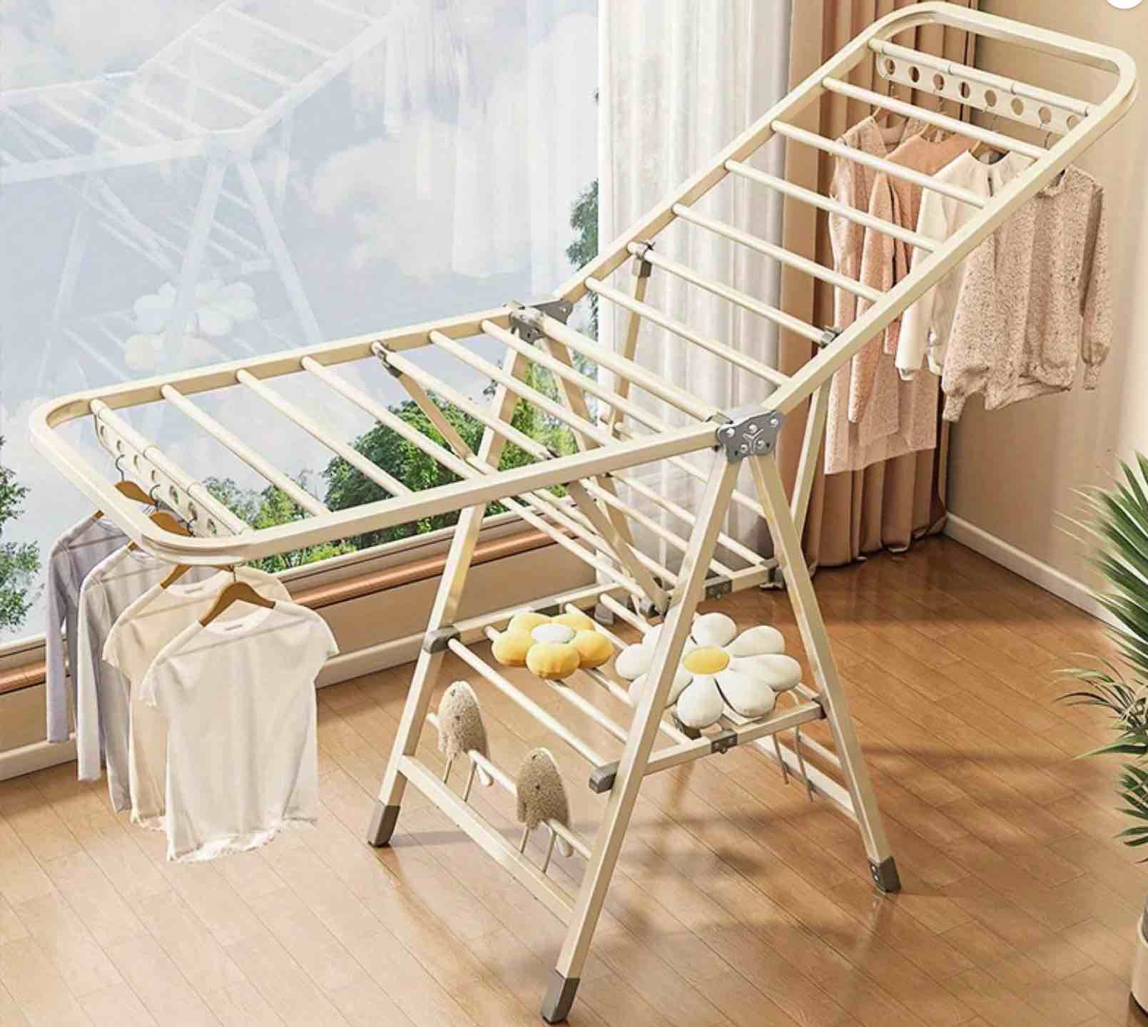 Heavy-Duty Foldable Clothes Drying Rack – Freestanding Metal Laundry Rack for Indoor & Outdoor Use, Space-Saving Clothes Hanger
