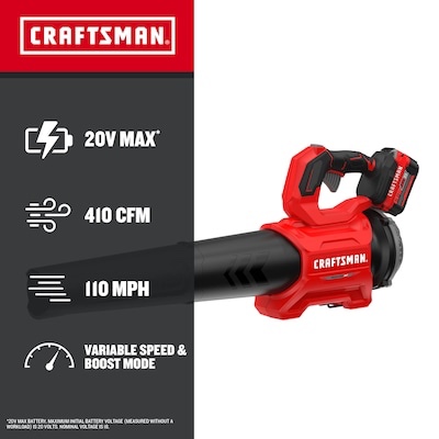 CRAFTSMAN V20 Brushless RP 20-volt 410-CFM 110-MPH Battery Handheld Leaf Blower Tool only 