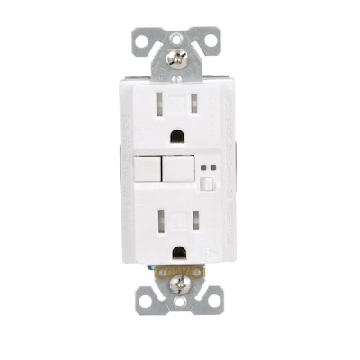 Eaton 15 -Amp 125-volt Tamper Resistant GFCI Residential Decorator Outlet , White