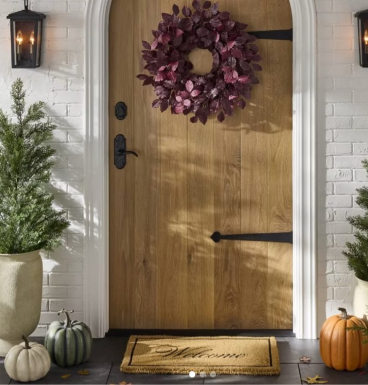 artificial leaf wreath arrangement burgundy - threshold™ designed with studio mcgee: faux polyester floral, indoor decor, unlit