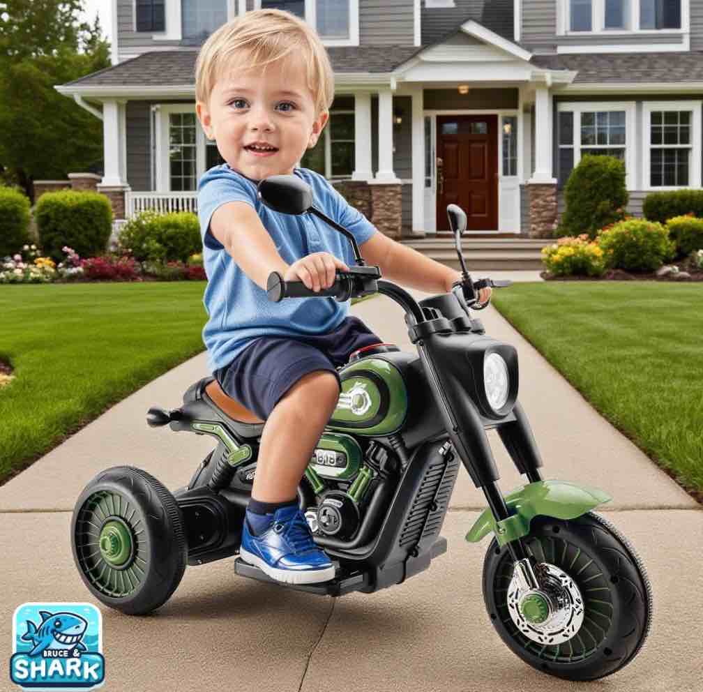 Bruce&Shark Toddler Motorcycle, 6V Battery Powered Electric Motorcycle with Headlights & Music, Kids Motorcycle Ride on Toy for Toddlers Boys 18+ Months