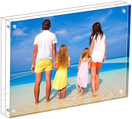 HELPLEX Acrylic Frames, 2 Pack 8x10, 24mm Thicker Frameless Clear Frame, Double Sided Magnetic, Free