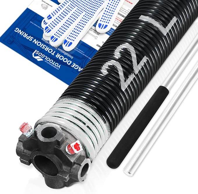 YoToolGDS Left Hand Wind?Black Cone?2" Garage Door Torsion Spring with Non-Slip Winding Bars & Glove