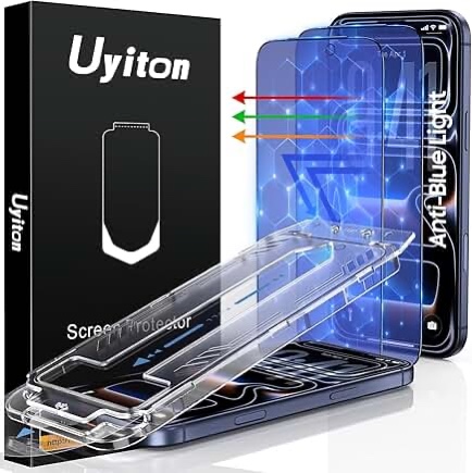 Uyiton Compatible with iPhone 17 Pro Screen Protector (Anti-Blue Light) - [Easy to Install] Shatterproof Full Coverage [Case Friendly] 9H Tempered Glass Screen Protector for iPhone 17 Pro, 2 Pack