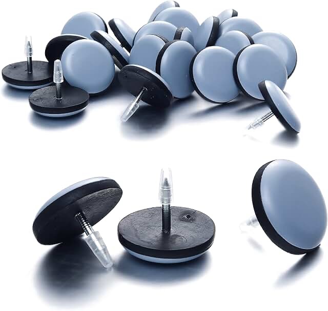 3/4“ Nail on Furniture Sliders (24 Pack) - Furnigear Heavy Duty PTFE (Teflon) Chair Leg Slider Glide Wooden Furniture Movers Move Your Furniture Easily & Safety - Best Floor Protector Brown