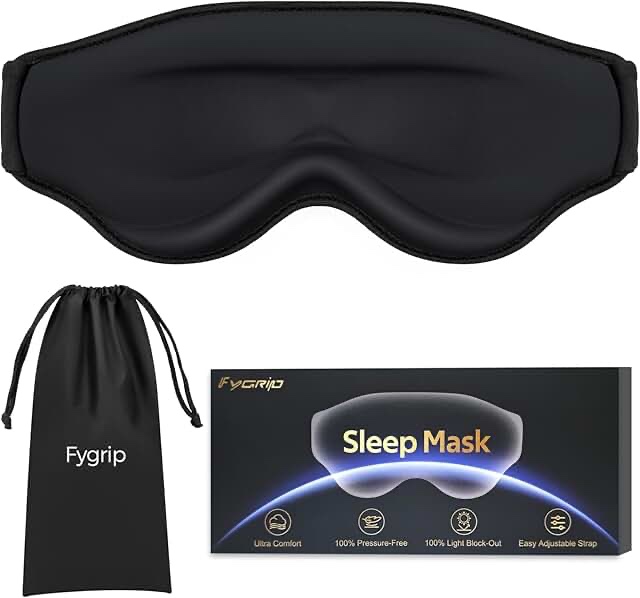 Fygrip 3D Cooling Eye Mask Sleep Mask for Men & Women, 100% Pressure-Free & Light Block-Out Eye Mask for Sleep with Easy Adjustable Strap, Night Eye Cover for Travel, Blue