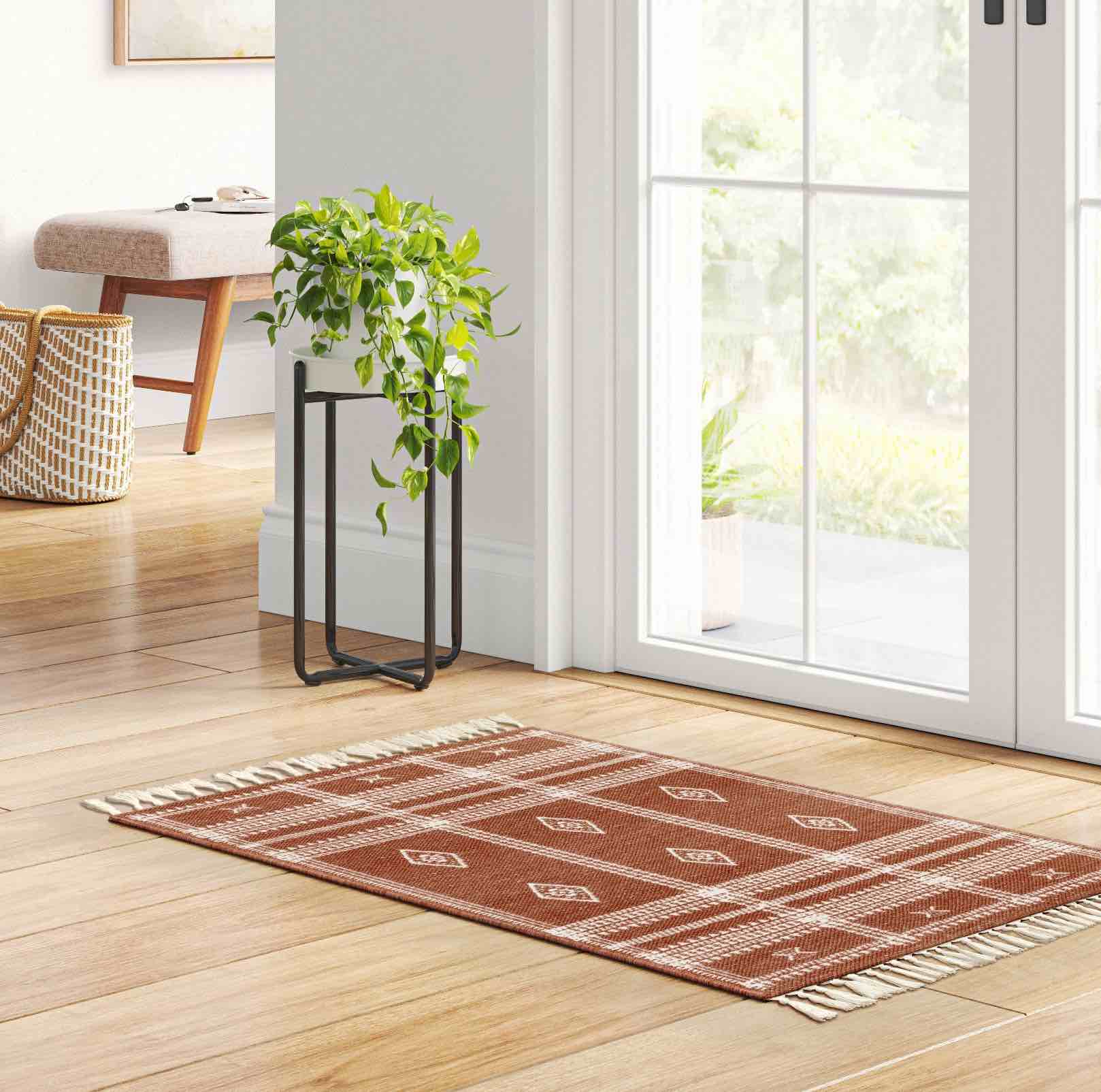 2'3"x3'9" Washable Southwest Plaid Accent Rug Rust - Threshold™