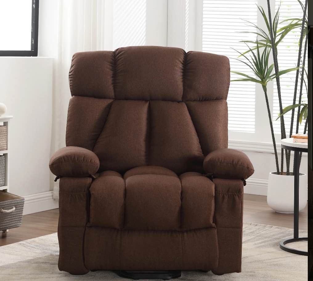 JONPONY Power Lift Recliner Chair Recliners for Elderly with Heat and Massage Recliner Chair for Living Room with Infinite Position and Side Pocket,USB Charge Port,Brown