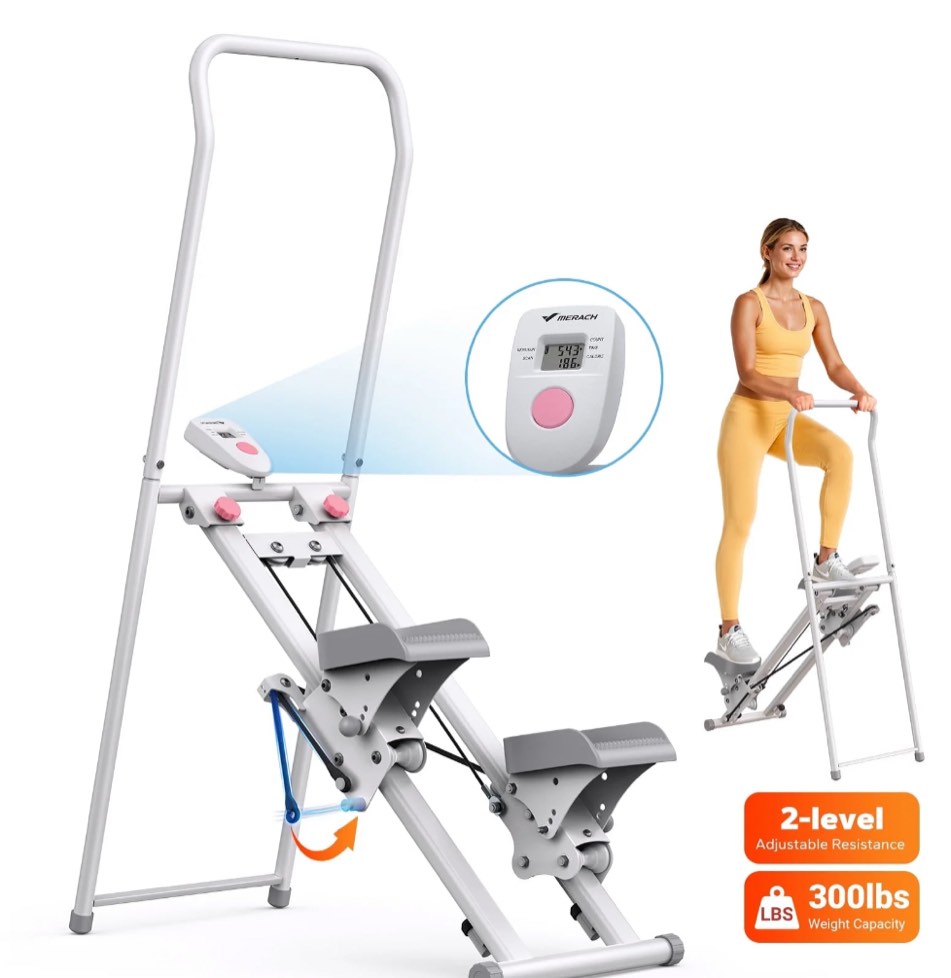 MERACH Stair Stepper Machine - Compact Foldable Vertical Climber, Full-Body Workout & Cardio Fitness Equipment for Home Gym