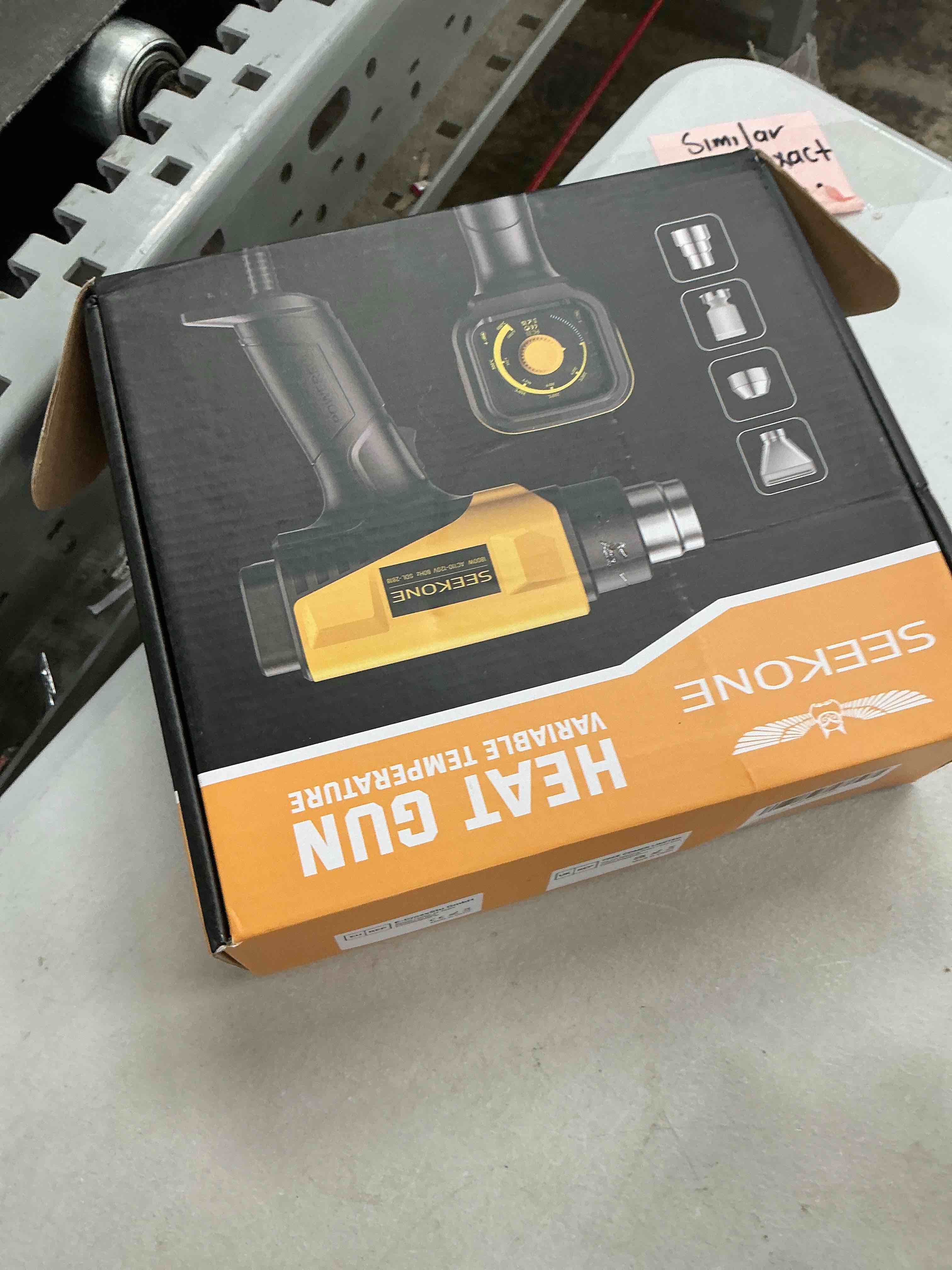 Condition photo showing Good Condition for seekone 1800w heat gun compact design heavy duty hot air gun 122?-1202??50?- 650??variable temperature control for 2 speed settings with 4 nozzels for crafts, vinyl wrap, shrink tubing