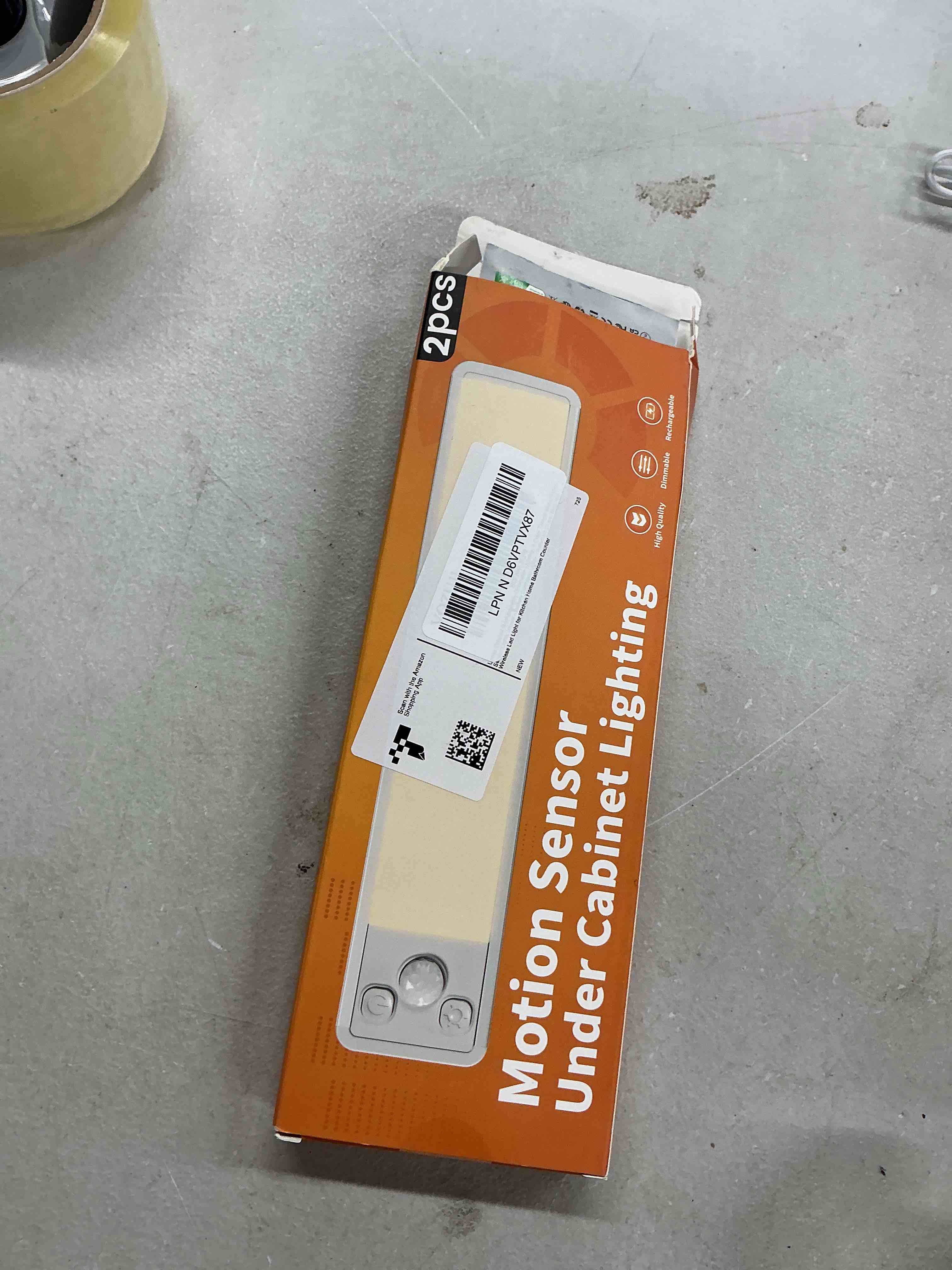 Condition photo showing Good Condition for under cabinet rechargeable dimmable lighting: 3 color temperature motion sensor lights indoor - battery operated lights - activated closet magnetic wireless led light for kitchen home bathroom counter 3 color 2 pack