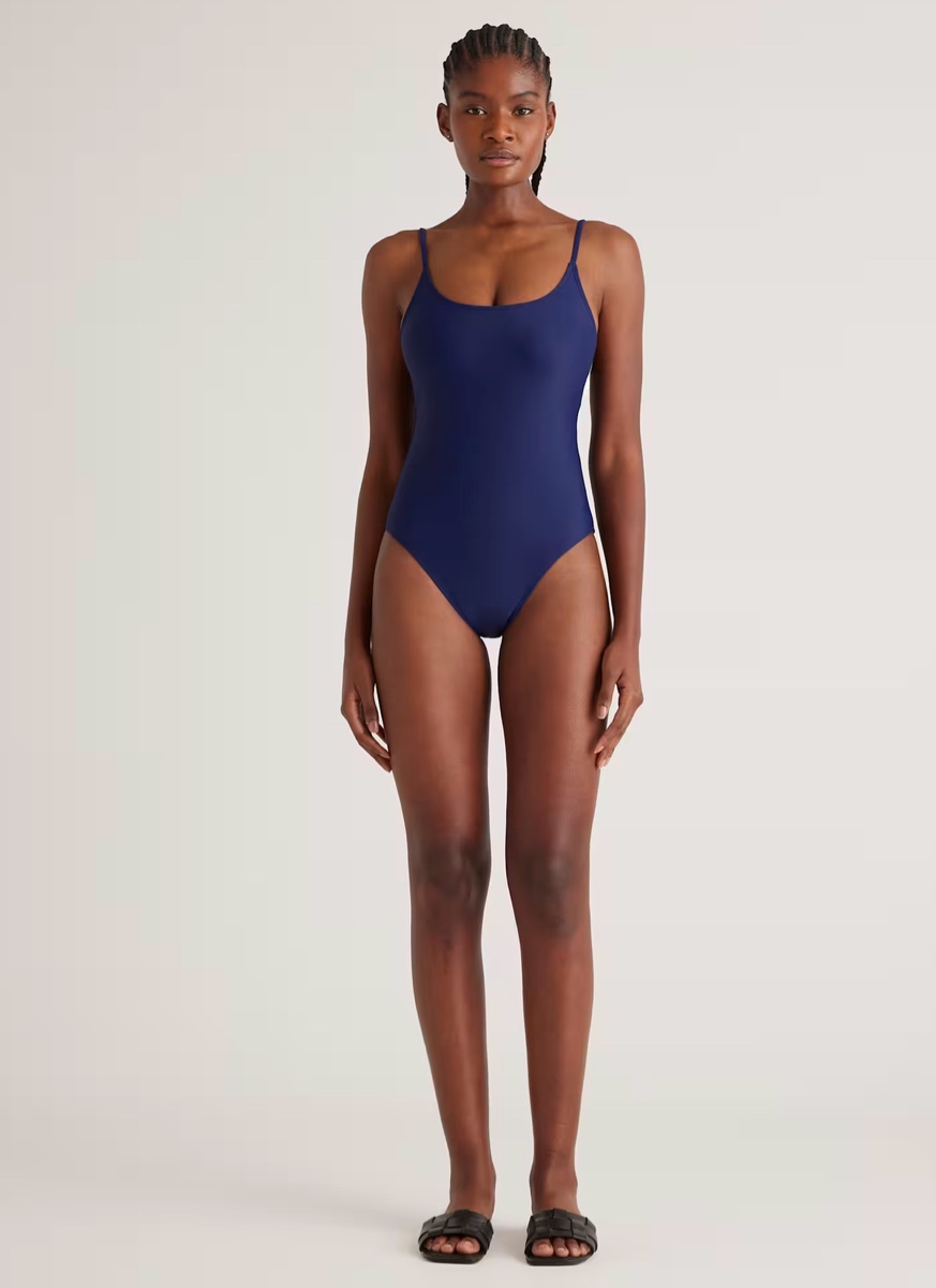 quince italian cami one-piece swimsuit, l, deep navy