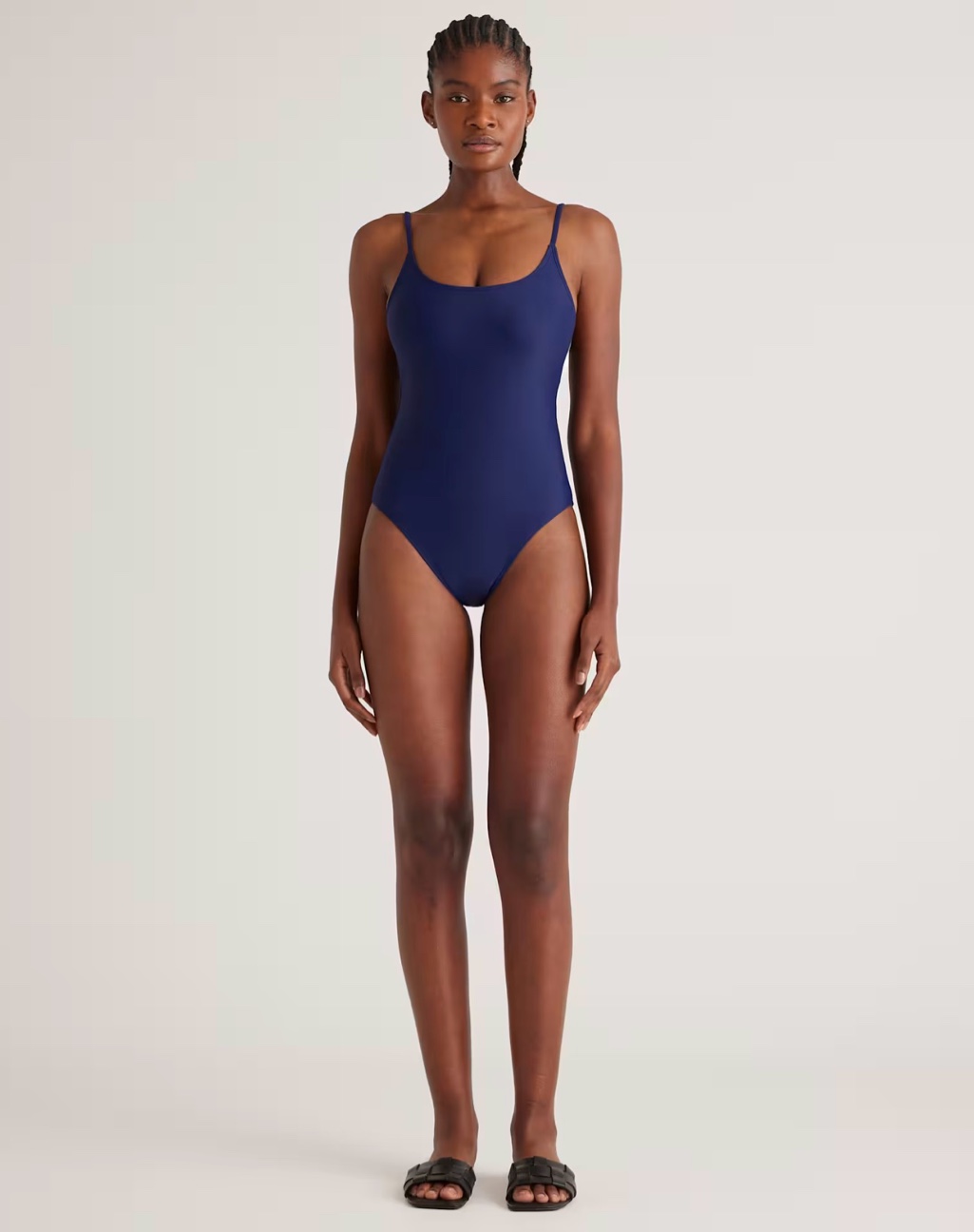 quince italian cami one-piece swimsuit, xs, deep navy