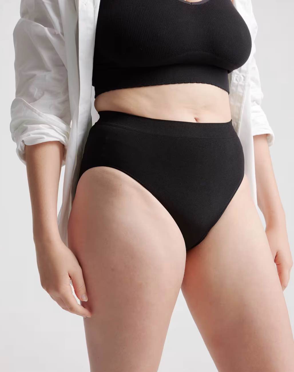 quince smoothing comfort high-waisted brief (6-pack), s, black"