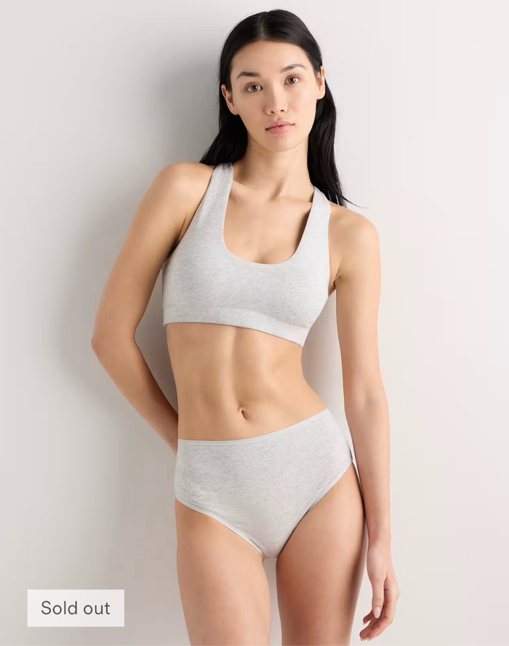 quince organic cotton scoop bralette (2-pack), s, black/heather grey