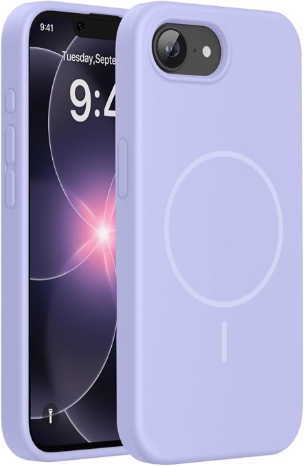 miracase magnetic for iphone 17e case & iphone 16e case, [soft anti-scratch microfiber lining], compatible with magsafe, silicone shockproof protection phone case for iphone 17 e/16 e, purple 