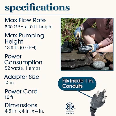 smartpond 800.0 -GPH Submersible Corded Electric Pond Pump