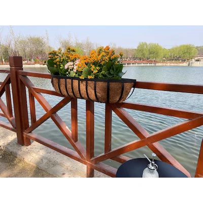Style Selections Novelty 7.0-in W x 30.0-in L x 7.5-in H Black Metal Indoor/Outdoor Deck box planter