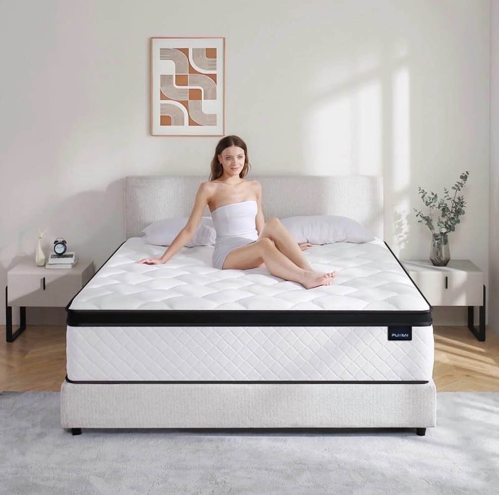 Fuxilai Twin Size Mattress, 10 Inch Hybrid Memory Foam Twin Mattress in a Box, Pressure Relief, Medium Firm, CertiPUR-US