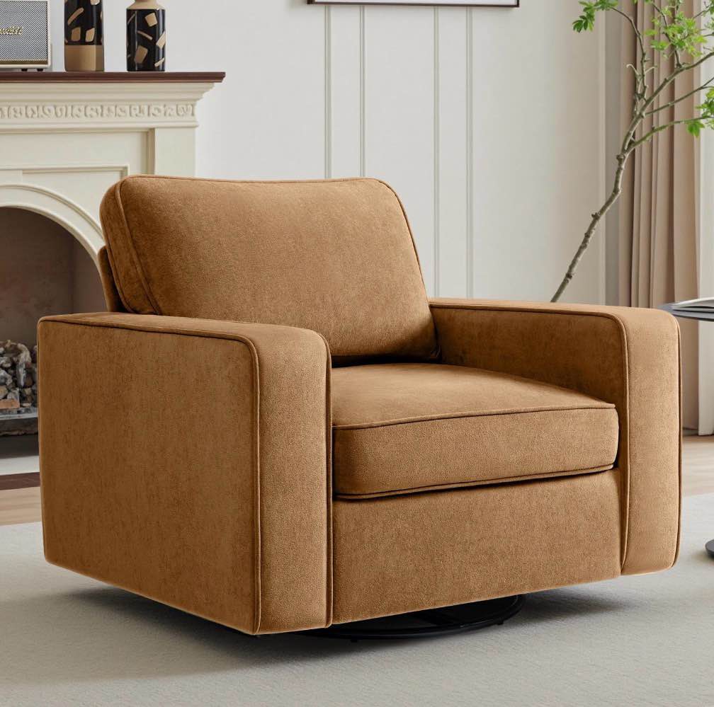 COOLHUT 360° Swivel Accent Chair Set of 1, 36.2" Wide Accent Chair Armchair, Comfy Upholstered Single Sofa Chair for Living Room and Bedroom, Oatmeal