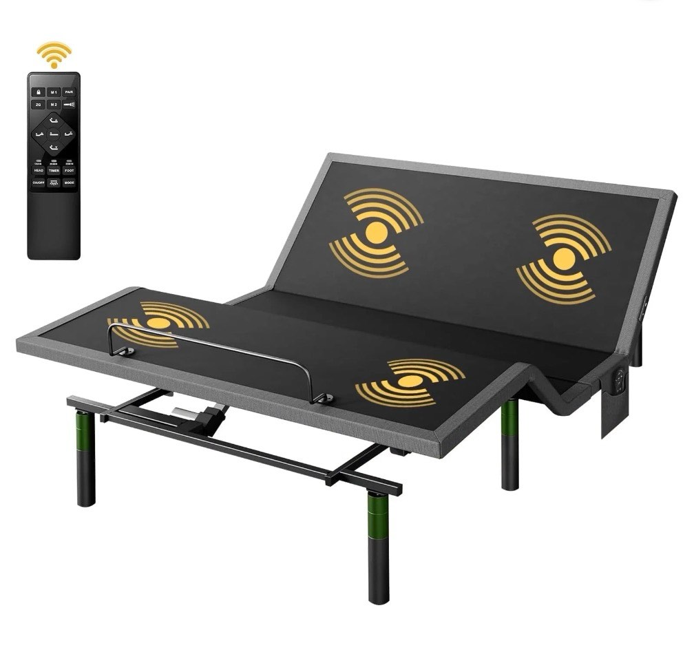 CHITOOMA Electric Adjustable Bed Frame Full with Massage (4 Modes & 3 Intensities), Wireless Remote, Zero Gravity, 4 USB Ports, Under-Bed Nightlight, 3 Minutes Fast Assembly