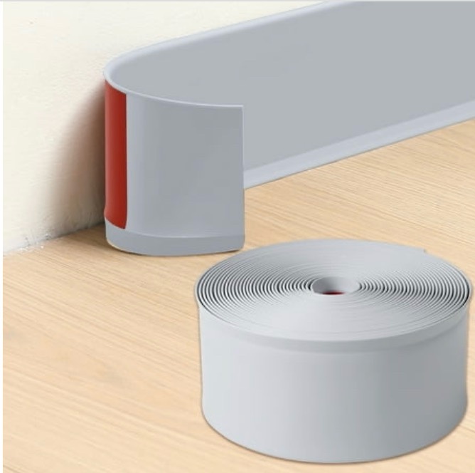Yinyi Flexible Baseboard Molding Trim Peel and Stick Rubber Baseboard Trim Self-Adhesive Design Vinyl Wall Base Moulding Trim Grey 4inch(W) X 40f